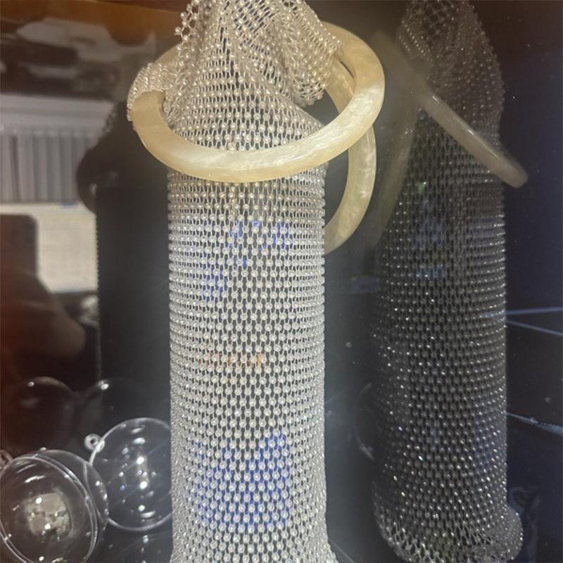 Shiny Diamond Woven Champagne Wine Bag Rhinestone Hand Handle Red Wine Gift Package Bag Wedding New Year High Value Wine Bag