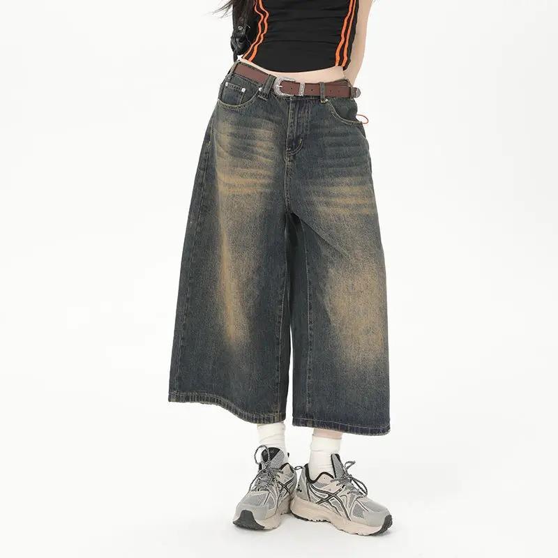 Vintage Loose Jorts Jeans Y2k Streetwear Oversize Shorts Denim Pants Korean Baggy Grunge Trouser Summer Neutral