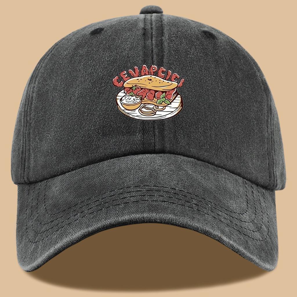 Cevapcici Food Print Baseball Cap for Unisex Women Casual Adjustable Cotton Dad Hat for Outdoor Daily Wear
