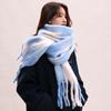 2024 New Winter Scarf For Women With A High-End Sense Of Mohair Black And White Checkered Korean Style Couple Warm And Thick Scarf Trend