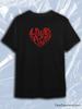 TeeSensation Black Crew Neck Short Sleeve T-Shirt with Red Love of My Life Heart Text