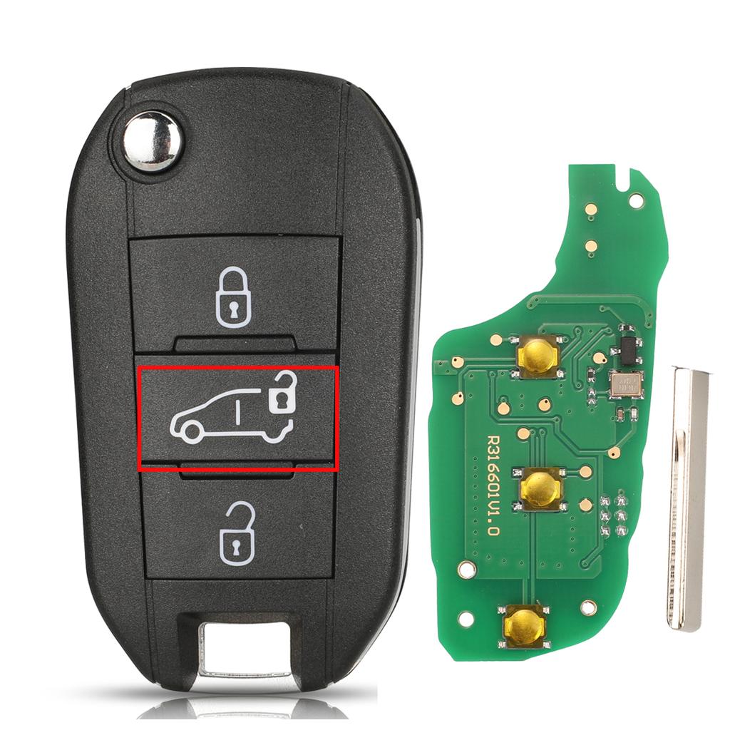 jingyuqin 433Mhz 4A Chip Car Key For Peugeot Expert - With Rear Doors (16 170 207 80) For Citroen Berlingo / Dispatch (2016+)