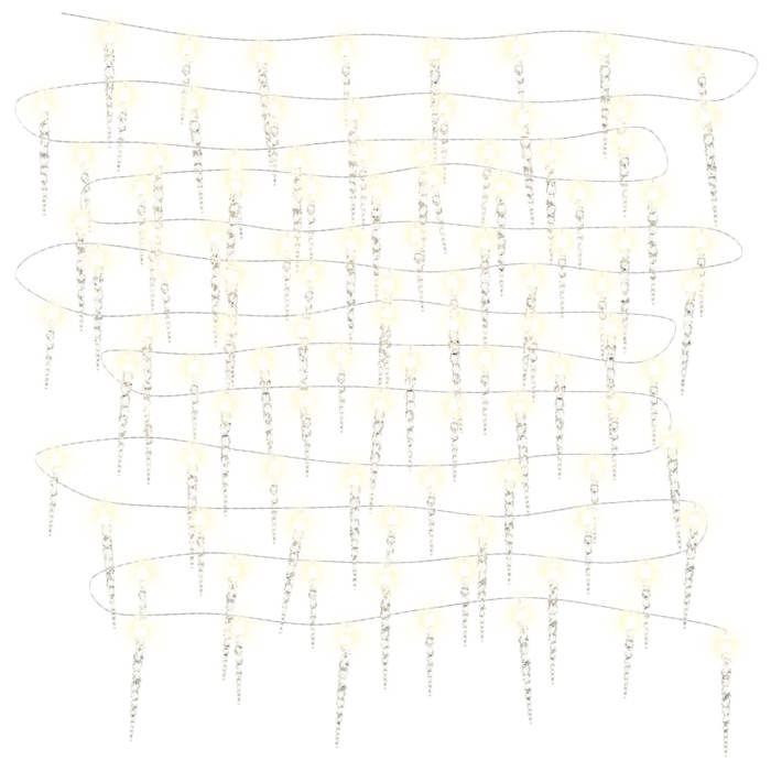 VidaXL Guirlande lumineuse à glaçons Noël 100 LED blanc acrylique PVC, guirlande lumineuse à glaçons d'extérieur, lumière 356227