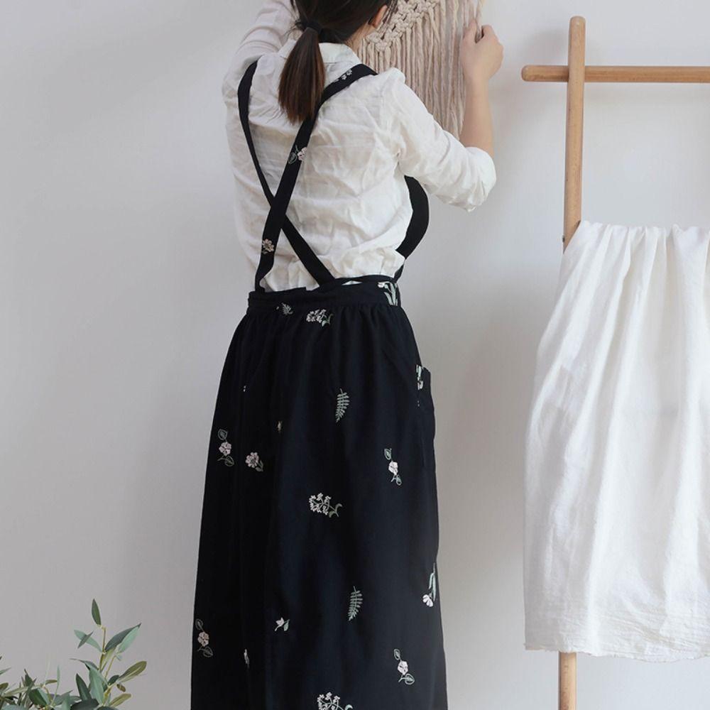 Cotton Artist Flower Shop Apron Embroidered Waiter Extended Aprons Cleaning Apron Coffee House