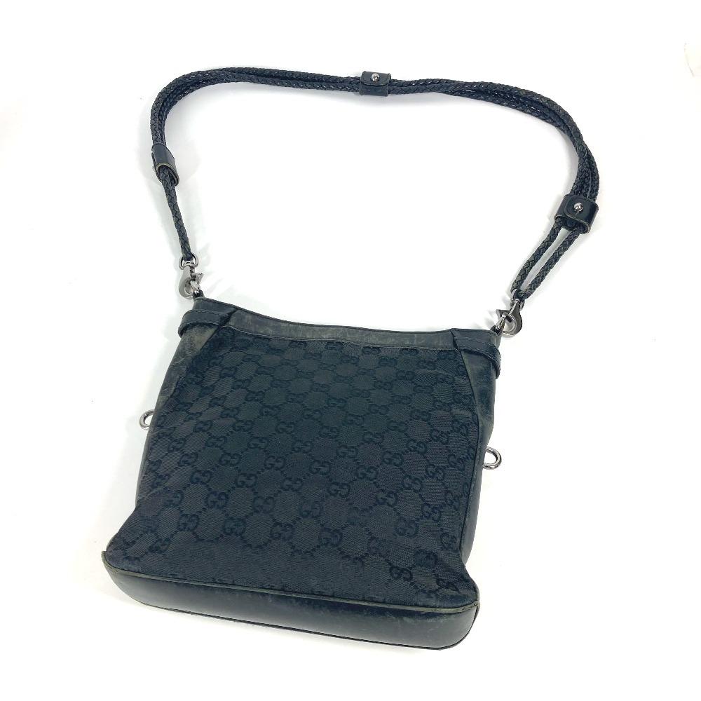 GUCCI 109106 GG logo Bag Crossbody Shoulder Bag GGCanvas/Leather Black