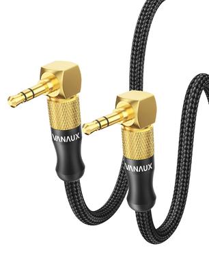 Кабель VANAUX AUX, аудиокабель типа L, стереоаудиокабель типа L, совместимый с MP3, черный, 3,5 мм, плеер/автомобильная аудиосистема/смартфон/динамик/наушники