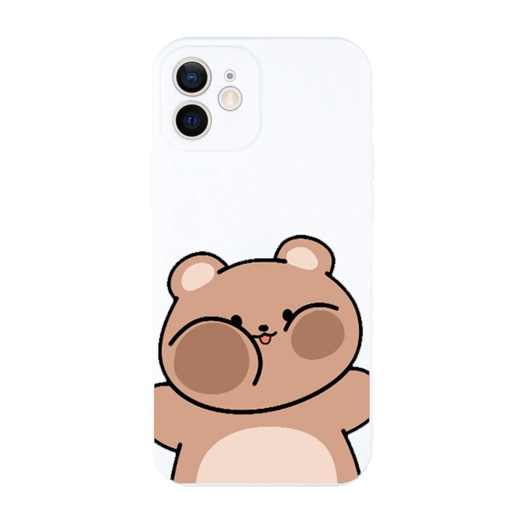 Милая пара Кролик и Медведь Парный Чехол для Телефона Для iPhone 16 14 13 12 11 15 Pro Max Plus Mini SE3 XR Мягкий Чехол для Влюбленных Fundas Coques