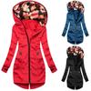 Women Fashion Floral Print Jacket Zipper Pocket Sweatshirt Long Sleeve Coat