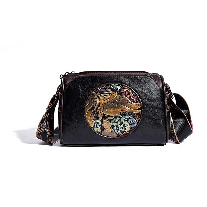 Women's Shoulder Bag Famous Brand Elephant Embroidered Female Messenger Bags Wallet High Quality Leather Girl