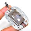 Tube Agate Gemstone 925 Silver Plated Handmade Jewelry Pendant 2.46"