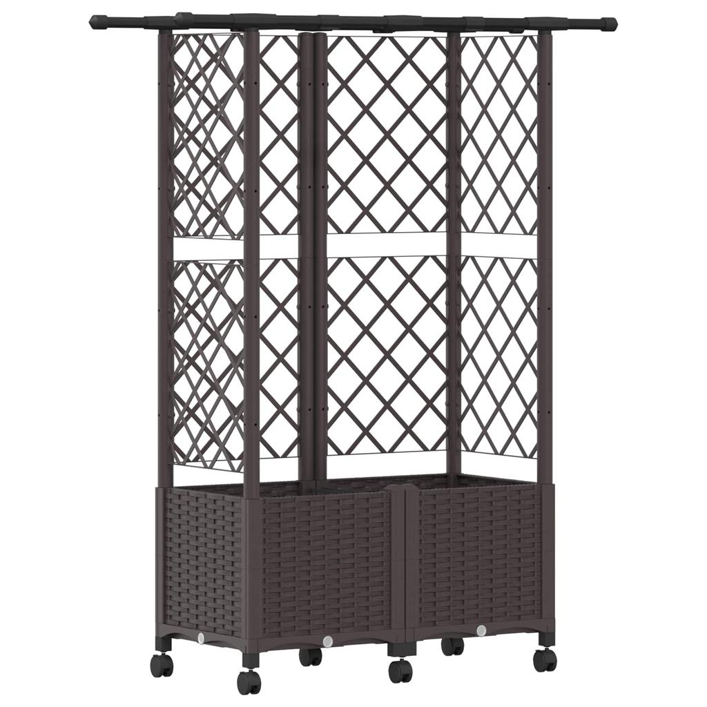 Raised Garden Bed with Trellis and Roof Brown 124 x 40 x 142 cm PP
