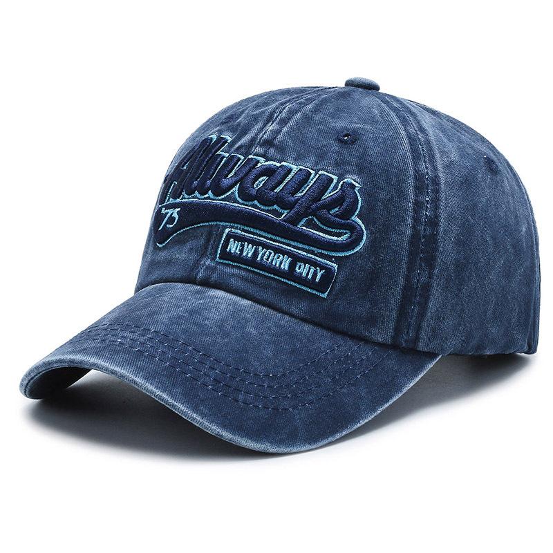 Washed old letter 75 embroidered baseball cap men's retro cap spring and autumn sunshade soft top hat women