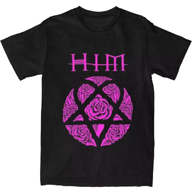Him Группа Ville Valo Heartagram Любовь Металл Футболка Летняя Уличная Одежда Футболки Трендовая Футболка для Женщин Футболки с Коротким Рукавом