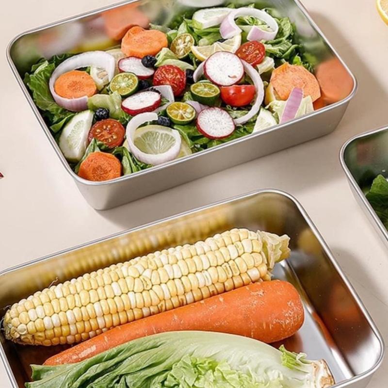 Контейнер для хранения из нержавеющей стали, контейнеры для хранения мяса и продуктов в холодильнике с крышкой, органайзер для холодильника, контейнер для хранения на кухне