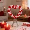 Valentine's Day Heart Tree Topper Red Pink White Pom Pom Ball Love Heart Treetop Ornament for Valentine's Day Christmas Wedding Birthday Party Home