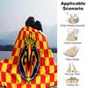 Club Vill-arreal Crest Design Flannel Blanket, Soft Polyester, Modern Design, All-Season for Camping, Travel, Gifts for holidays or birthdays