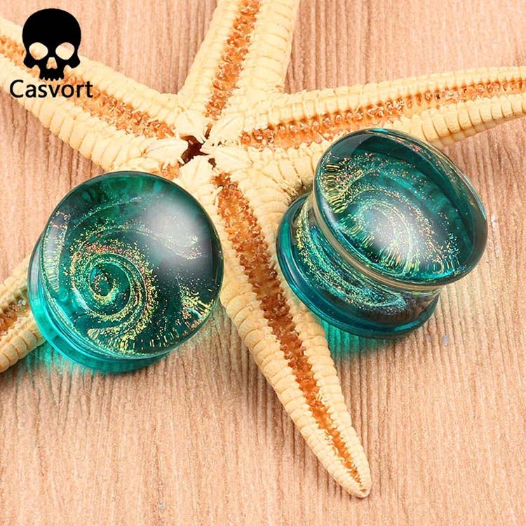 Casvort 2 шт. Новые стеклянные серьги для ушей, расширители, заглушки для пирсинга, туннели, растяжки для ушей, подарок для женщин, мужчин, подарок
