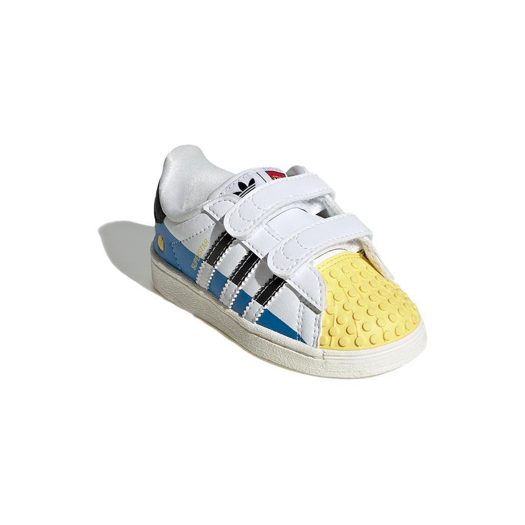 adidas Оригинальные SUPERSTAR CF Дышащие Низкие Кроссовки для Малышей Бело-Синие для Младенцев и Малышей IF2913