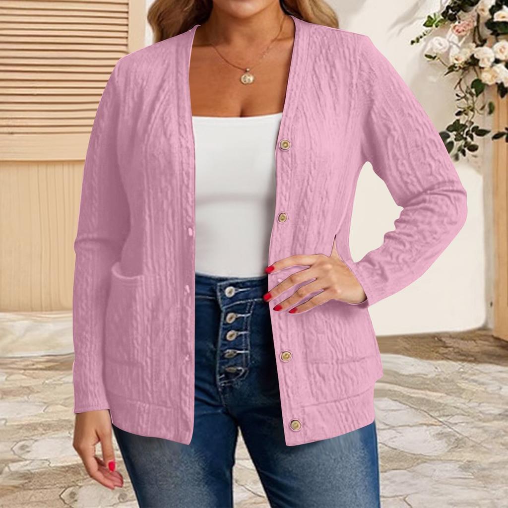 Women's Fashion Casual Plus Size Solid Color Long Sleeve Jacket