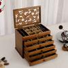 Vintage Chinese Wooden Jewelry Storage Box Hollow Multi-Layer Display Organizer Elegant Jewelry Collection Case Decorative Storage Box