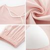2 Pcs/Set Women Pajamas Suit with Chest Pads Long Sleeves Loose Solid