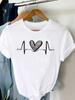 (Asian Size) Women Tee Top Leopard Love Heart Cute Short Sleeve Fashion Print Lady Clothing Casual  Tshirt Female Graphic T-shirts