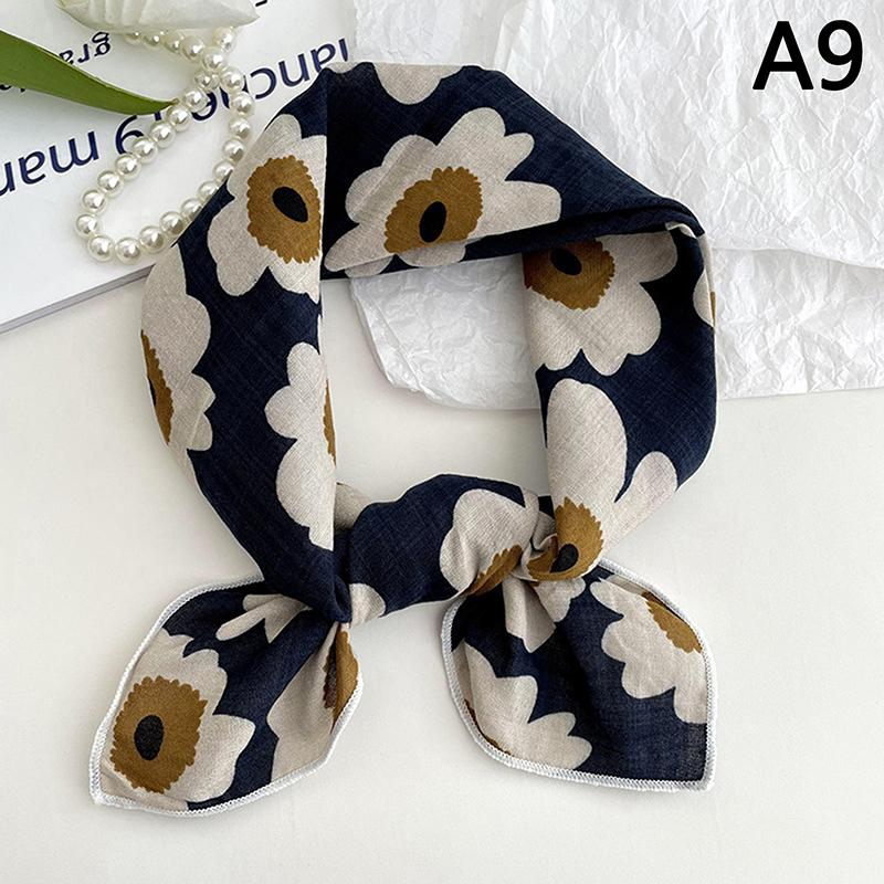 56Cm Ladies Headband Cotton Linen Square Scarf Korean College Girls Elegant Neck Scarves Sun Protection Headscarf