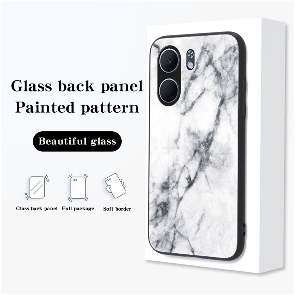 For Oppo A5x 4G/5G Case Marble Pattern Tempered Glass+PC+TPU Protective Phone Cover