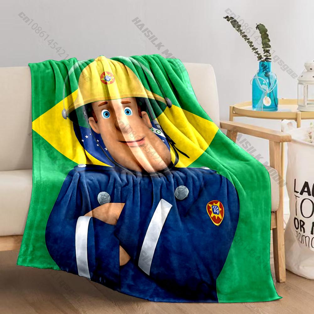 Cartoon Animation Theme Blanket Fireman S-Sam Print Blanket Home Travel Blanket Sofa Bedding Cover Blankets Gift for Boys Girls