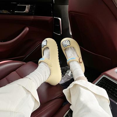 Милые и простые мультяшные туфли-лодочки с головой Hello Kitty, женские летние 2025, новая мода, уличные дышащие сандалии