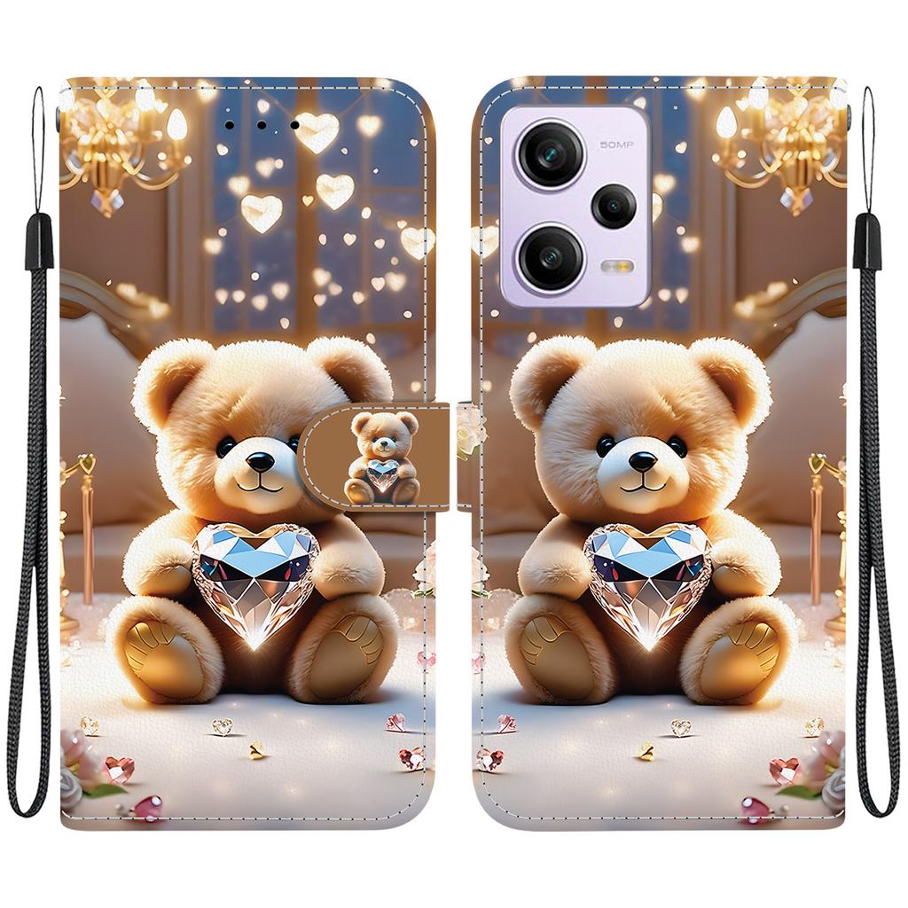 Чехол-книжка из искусственной кожи ручной работы для Redmi Note 12 Pro/Xiaomi Poco X5 Pro, противоскользящий противоударный чехол с ремешком на запястье и дизайном в виде сердца/розы/кошки