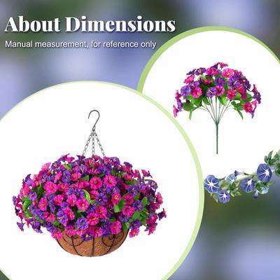 Искусственные Подвесные Искусственные Цветы с Корзиной Уличные Устойчивые к УФ Лучам Искусственный Шелк Вьюнки Ипомеи Растения для Крыльца Патио Сада Балкона Двора Весна