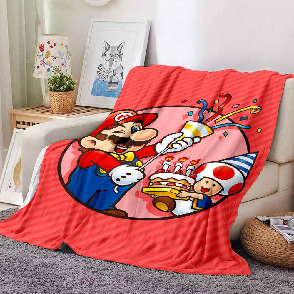 Mario'S Birthday Bash Flannel Blanket Super Soft Warm Cozy Blanket For Sofa Bed Office Travel Allseason Home Decor Gift