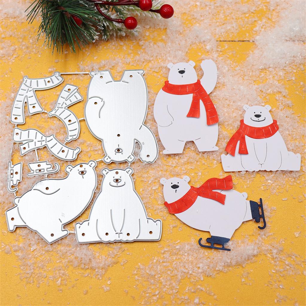 Рождественский медведь скрапбукинг вырубной штамп 2024 поздравительная открытка тиснение обложка альбома бумажные открытки инструмент для изготовления вырубной штамп