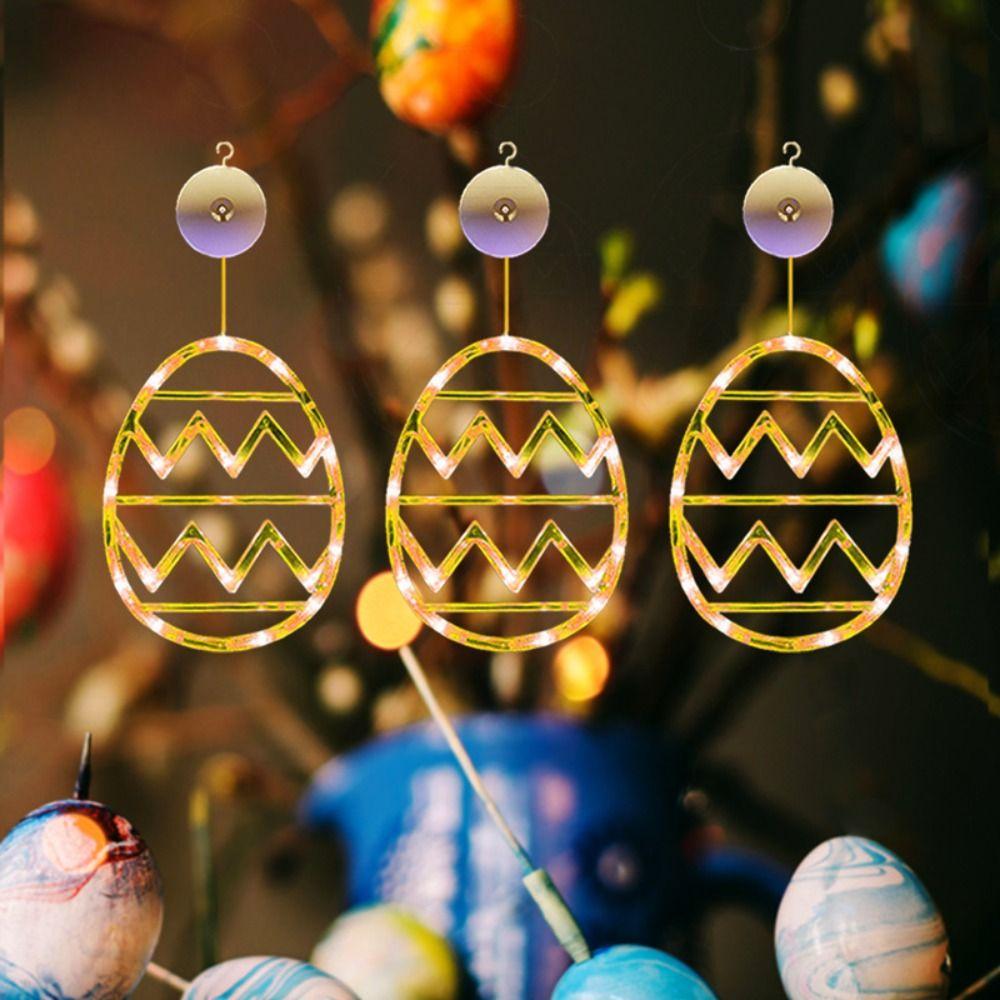 Wall Hanging Egg Suction Cup Light Plastic String Lights Cute Easter Window Lights  Indoor Home