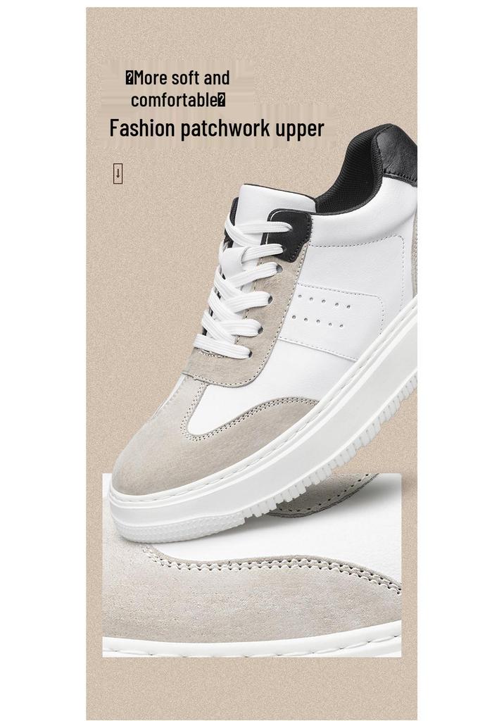 Invisible Height Boost Men's 8cm Breathable Thick Sole Running Casual Dad Shoes, Sports Board Shoes, White.