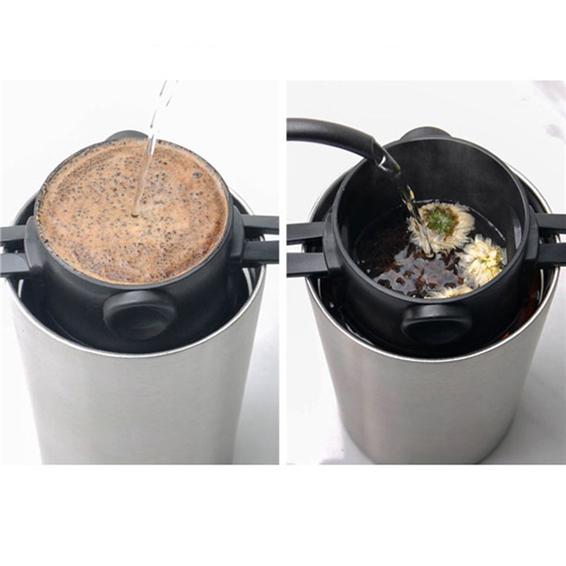 Coffee Filter Portable Stainless Steel Drip Coffee Tea Holder Funnel Baskets Reusable Tea Infuser and Stand Coffee Dripper