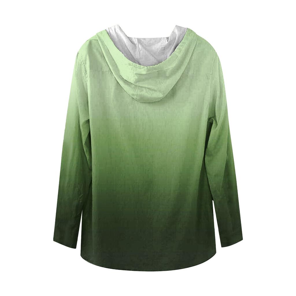 Printed Men's Cotton And Linen Shirt Hooded Long-sleeved Hooded Spring And Summer Casual Daily Wear