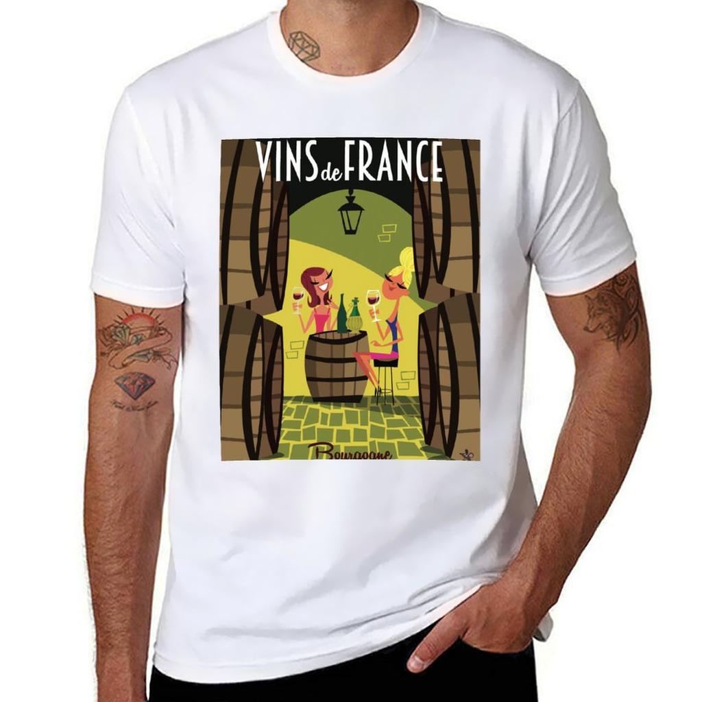 Vins De France Бургундия Постер Футболка Большого Размера Быстросохнущая Спортивная Футболка