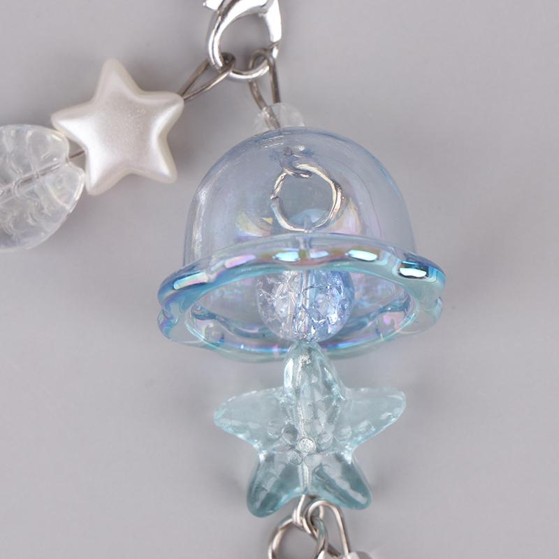 1Pc Y2K Jellyfish Phone Charm Keychain Star Pearl Mobile Phone Chain Unique Fringe Phone Lanyard For Women Girls