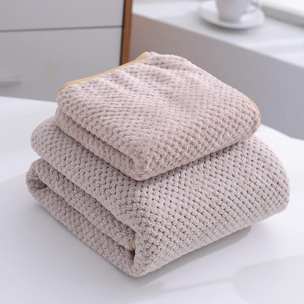 Soft Absorbent Warp-Knit Coral Fleece Towel with Thin Stripes - Thickened Face Wash Towel with Customizable Logo