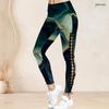 Women Plus Size High Waist Gradient Printed Side Eyelet Lace Up Full Length Leggings