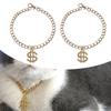 Adjustable Cat Jewelry Small Dogs Cat Collar Necklace with Rhinestones Dollar Pendant Wedding Party Cat Girl Collar 2PCS