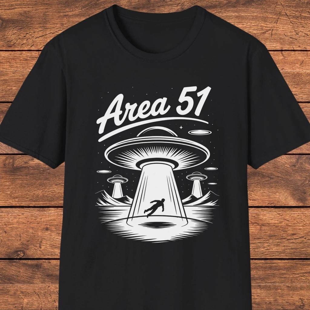 Men's and Women's T-shirts Area 51 T-Shirt, Alien Abduction, UFO Graphic, Retro Sci Fi Tee, Secret Base