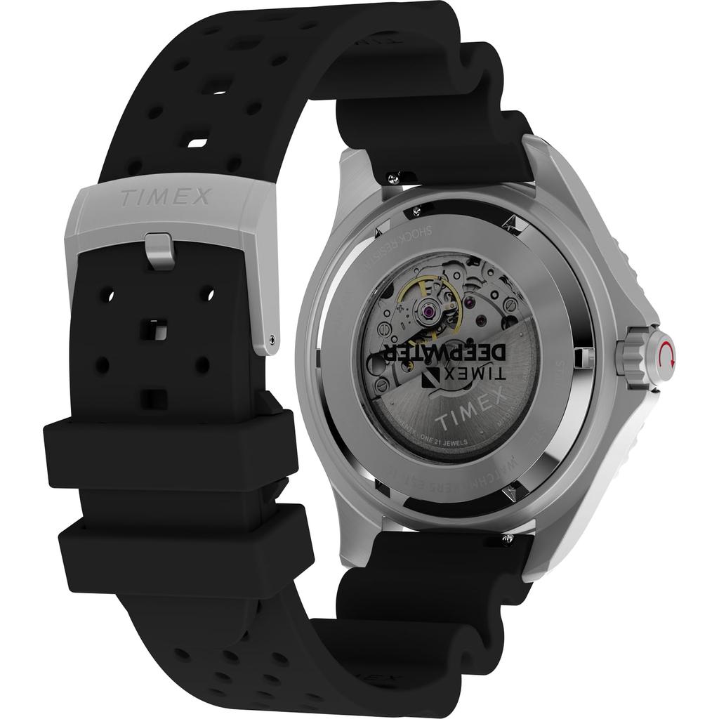 TIMEX Deepwater Meredian 200 Автоматические 20 АТМ Водонепроницаемые Сапфировое Стекло Черный Циферблат, Устойчивые, Кристалл, Циферблат, TW2Y40000, Мужские [Оригинальные]