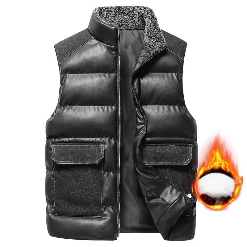 Жилет мужской зимний теплый воротник-стойка хлопковая одежда мужской облегающий корейский вариант жилета