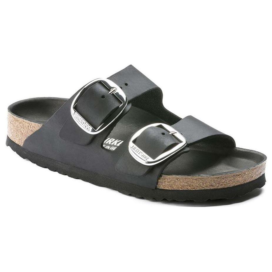Birkenstock Мужские кроссовки Arizona с большой пряжкой из промасленной кожи, узкие, черные 1011075