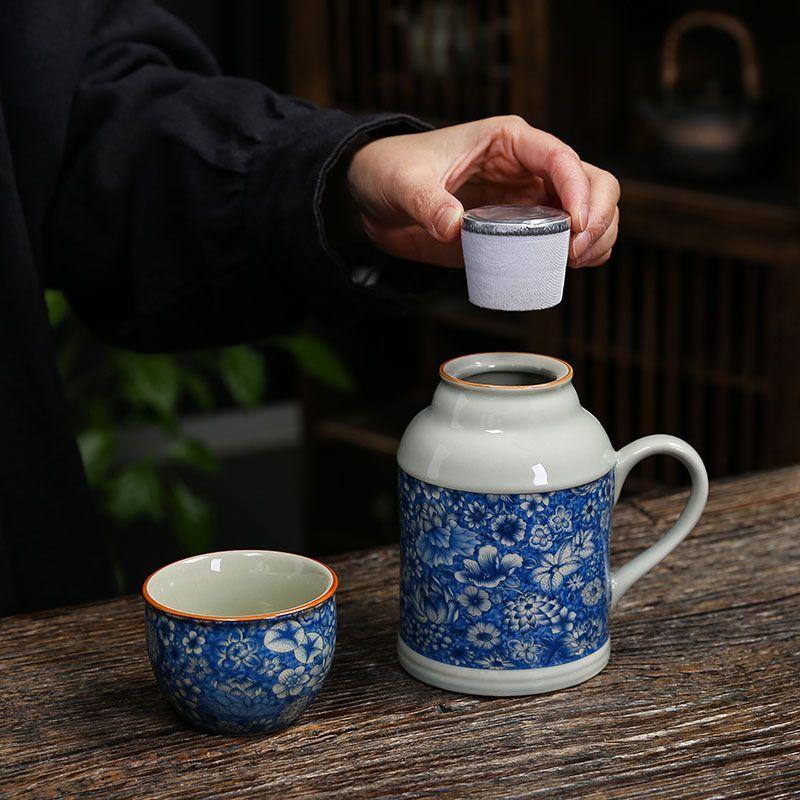 Древняя керамическая глина маленький теплый горшок для дома с крышкой чайник чайная чашка большая емкость сине-белая керамическая тушеная чайная чашка чашка для влюбленных