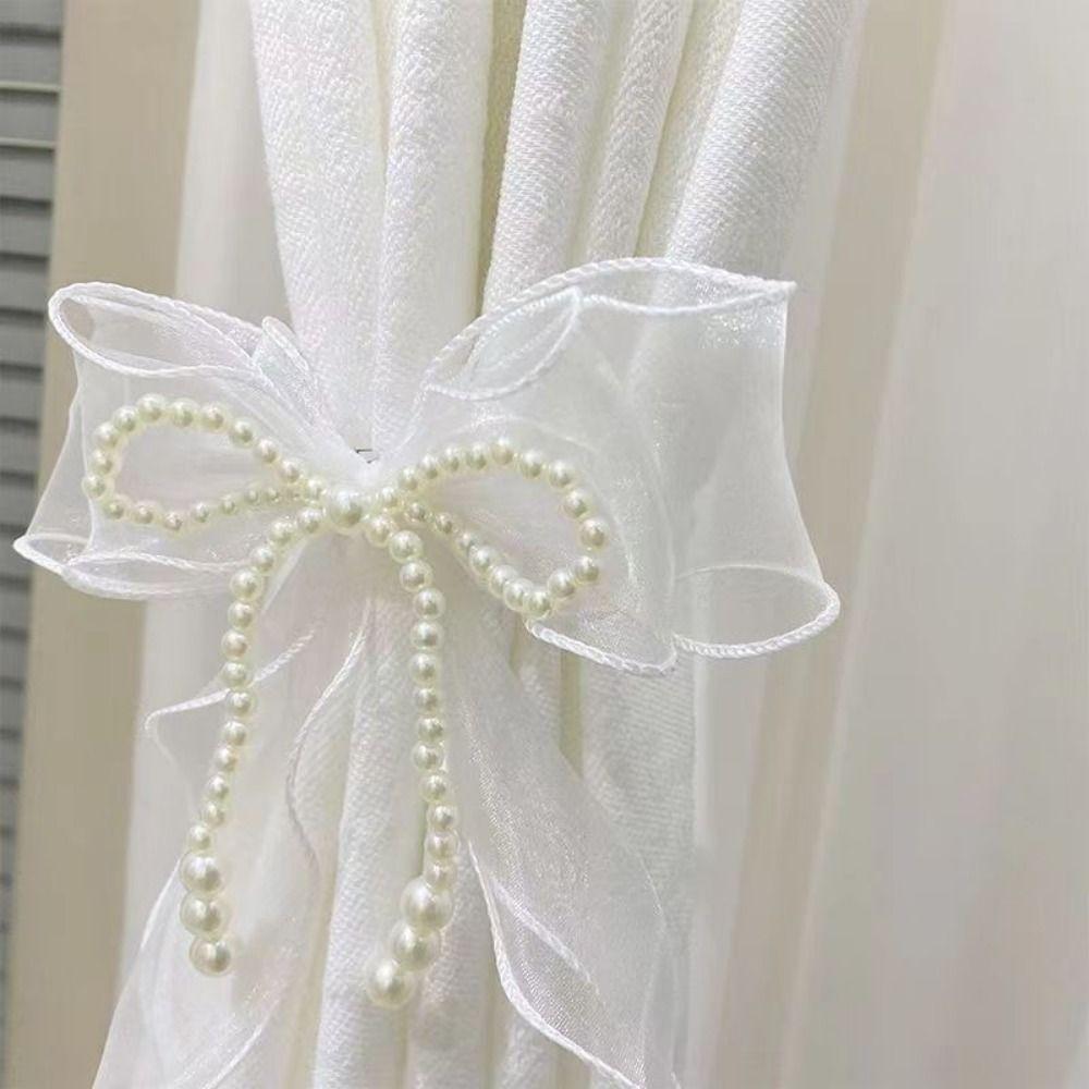 Pearl Bow Design Curtain Bow Tiebacks Easy to Use Curtains Binding Rope Curtains Accessories
