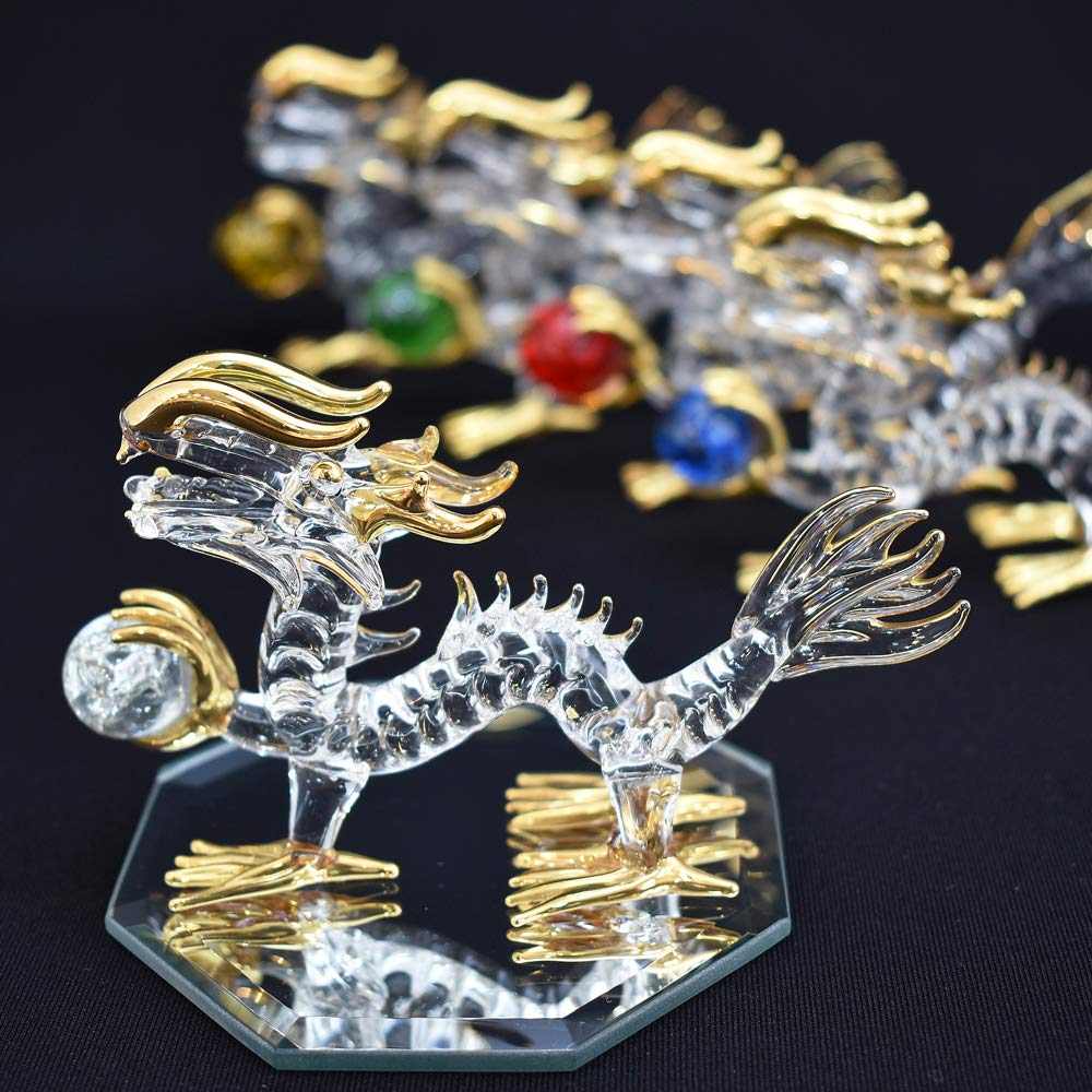 Fourcart Ручная работа Стекло Фэн-шуй Очищение Дракон с Набором Шаров x, 4-дюймовый 3-компонентный